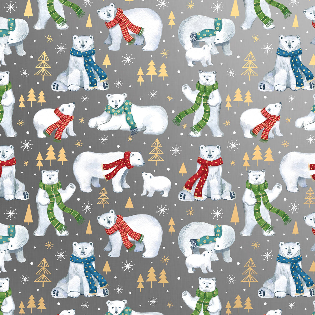 Winter Bear Christmas Gift Wrapping Paper Swatch