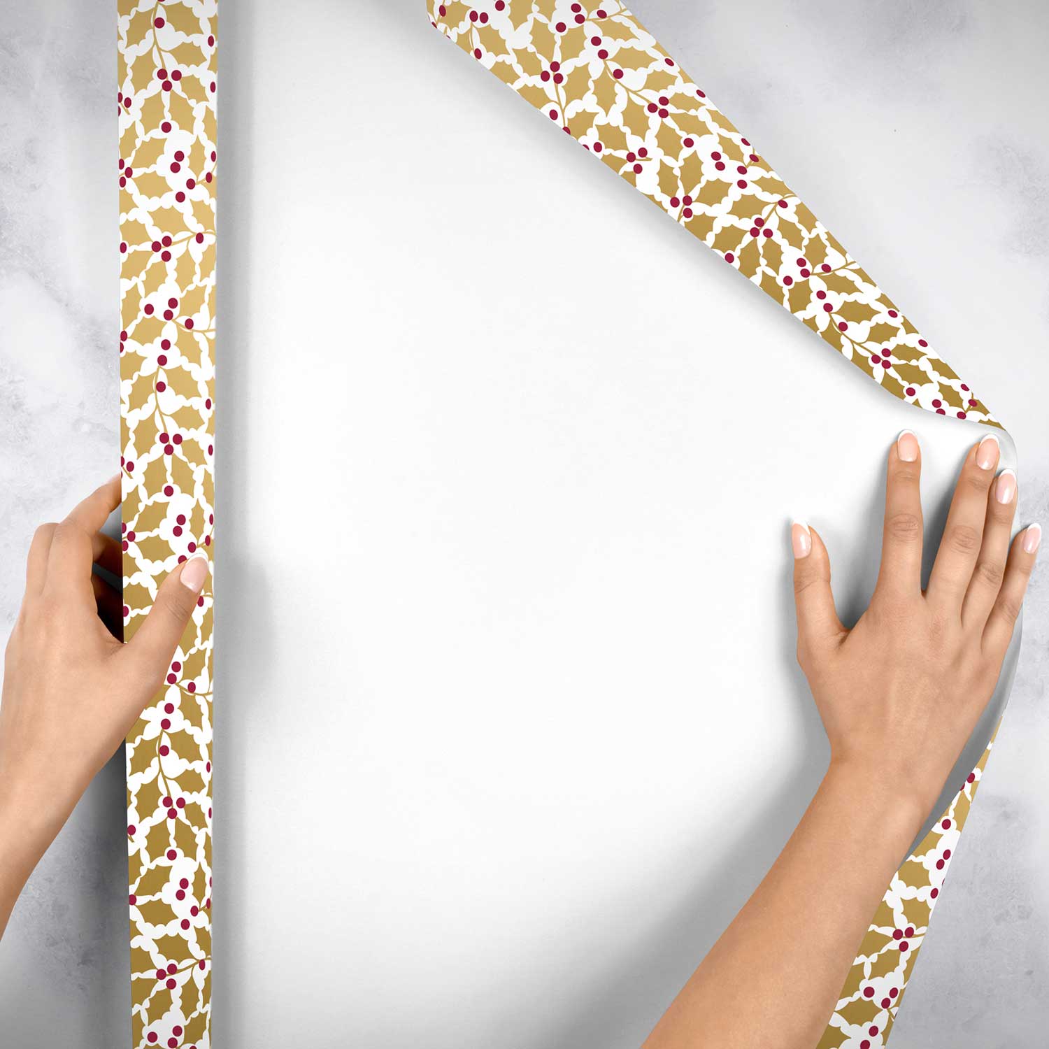 Elegant Holly Foil Christmas Gift Wrap 1/4 Ream 208 ft x 30 in