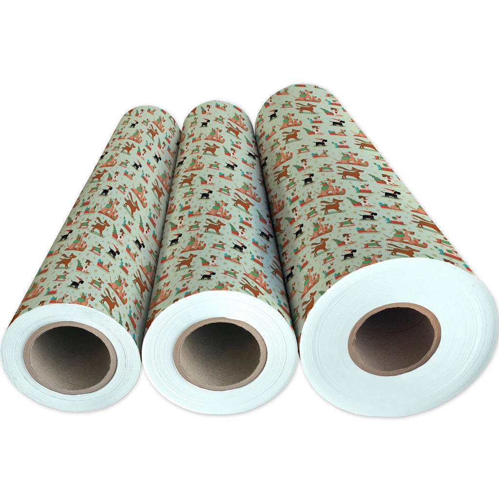 Sleigh Dog Christmas Gift Wrapping Paper 3 Reams 