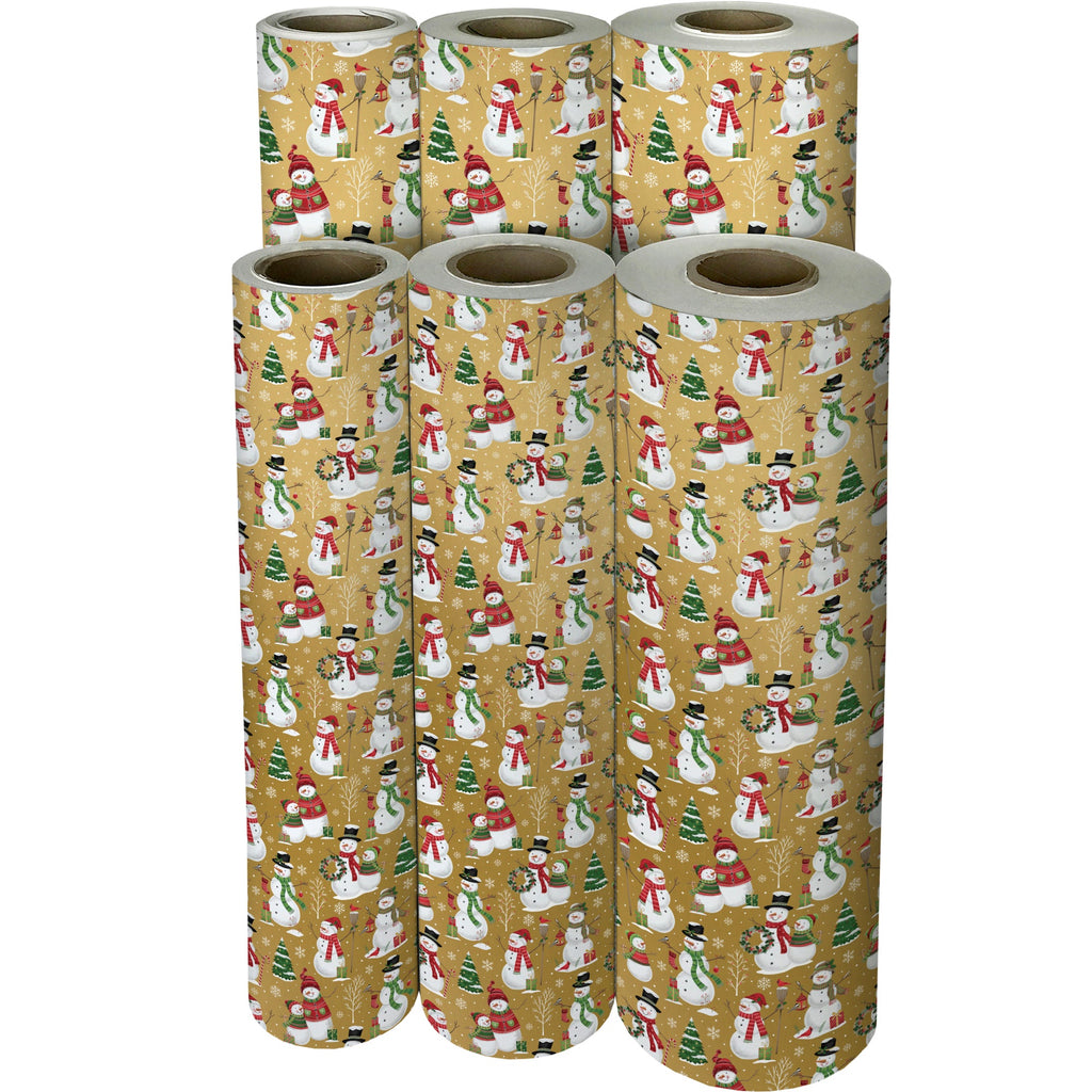 Snowman Family Christmas Gift Wrapping Paper Reams 