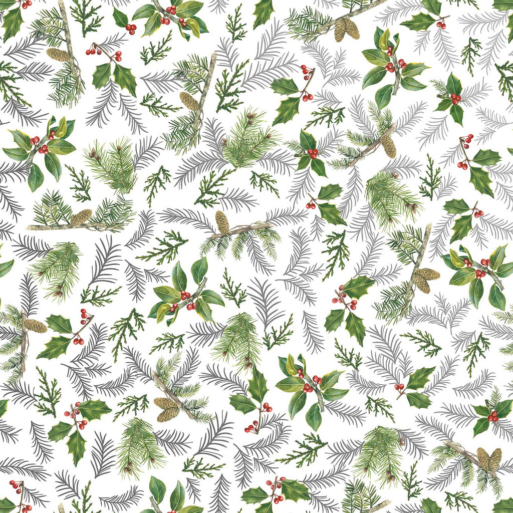 XB741a Christmas Pine Gift Wrapping Paper Swatch 