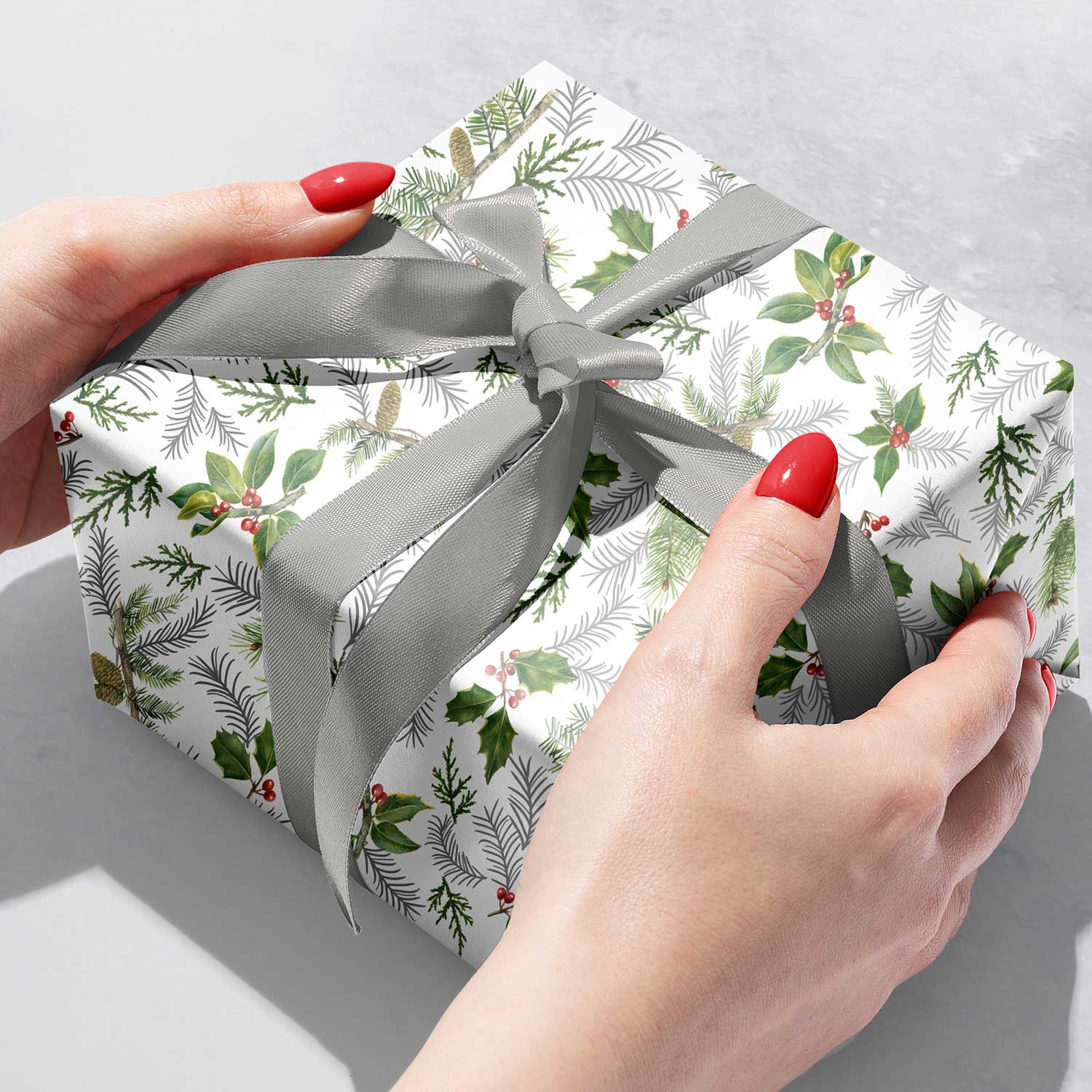Christmas Gift Wrap | Glistening Pine | Present Paper, Full Ream 833 ft x 24 in