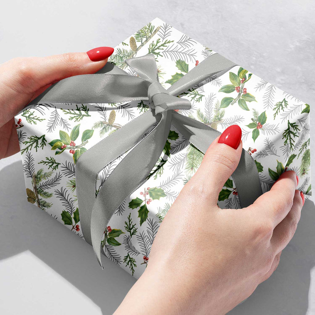 XB741b Christmas Pine Gift Wrapping Paper Gift Box 