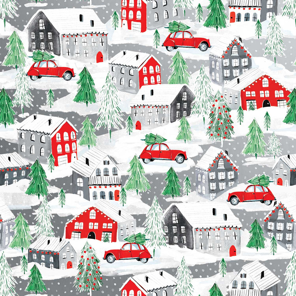 XB756a Christmas Town Gift Wrapping Paper Swatch 