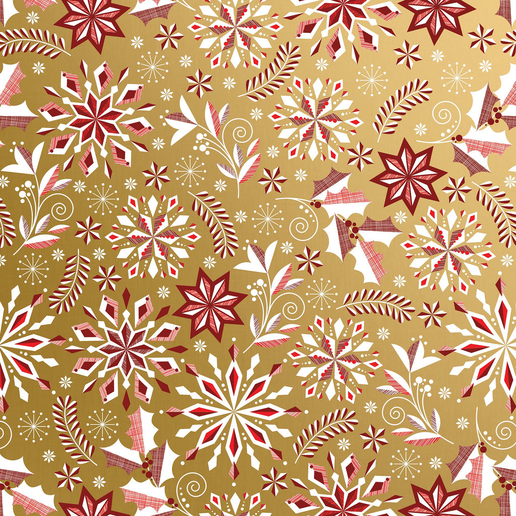 Merriment Gold Christmas Gift Wrapping Paper Swatch