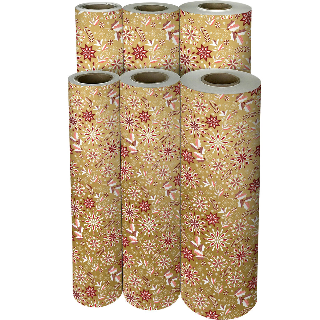 Merriment Gold Christmas Gift Wrapping Paper Reams 