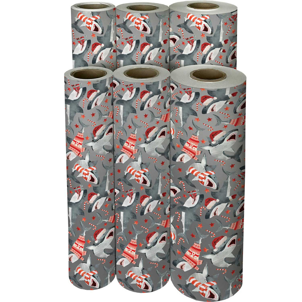XB760f Sharks Christmas Gift Wrapping Paper Reams 