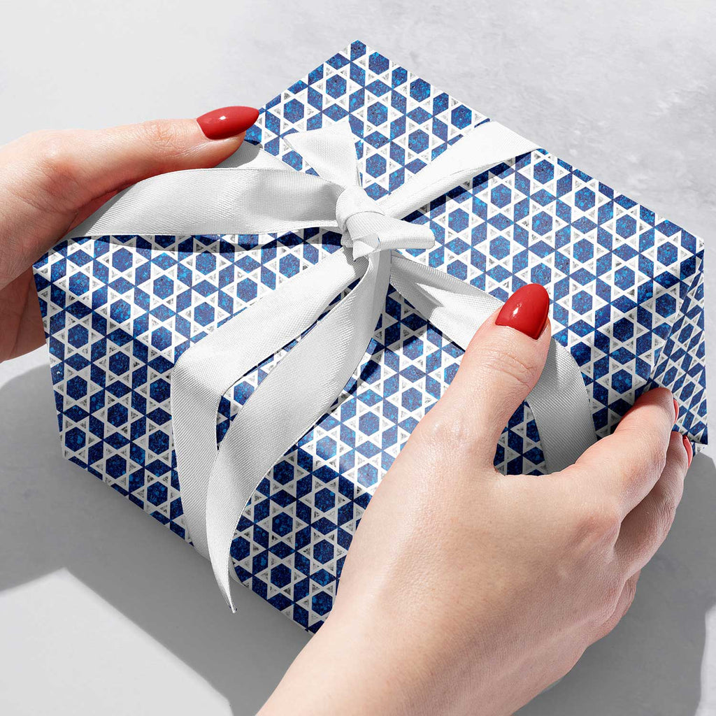 XB768b Star of David Hanukkah Gift Wrapping Paper Gift Box 
