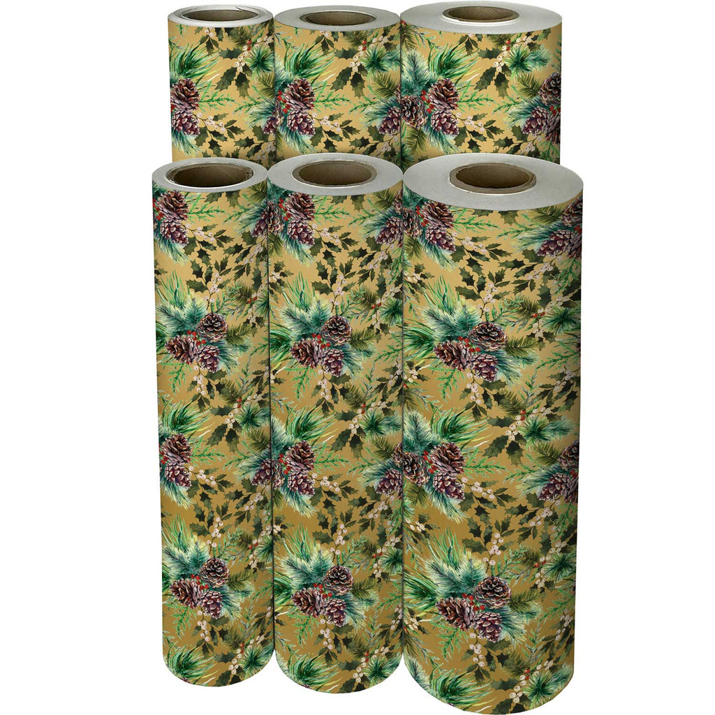 XB783f Traditional Pine Christmas Gift Wrapping Paper Reams 
