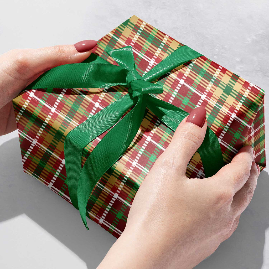 XB784b Christmas Plaid Gift Wrapping Paper Gift Box 