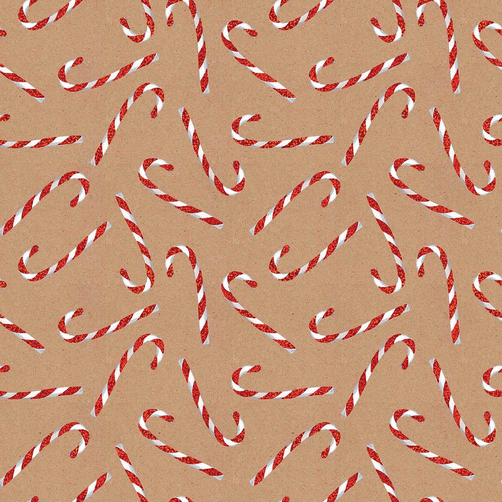 XB791a Candy Cane Christmas Gift Wrapping Paper Swatch 