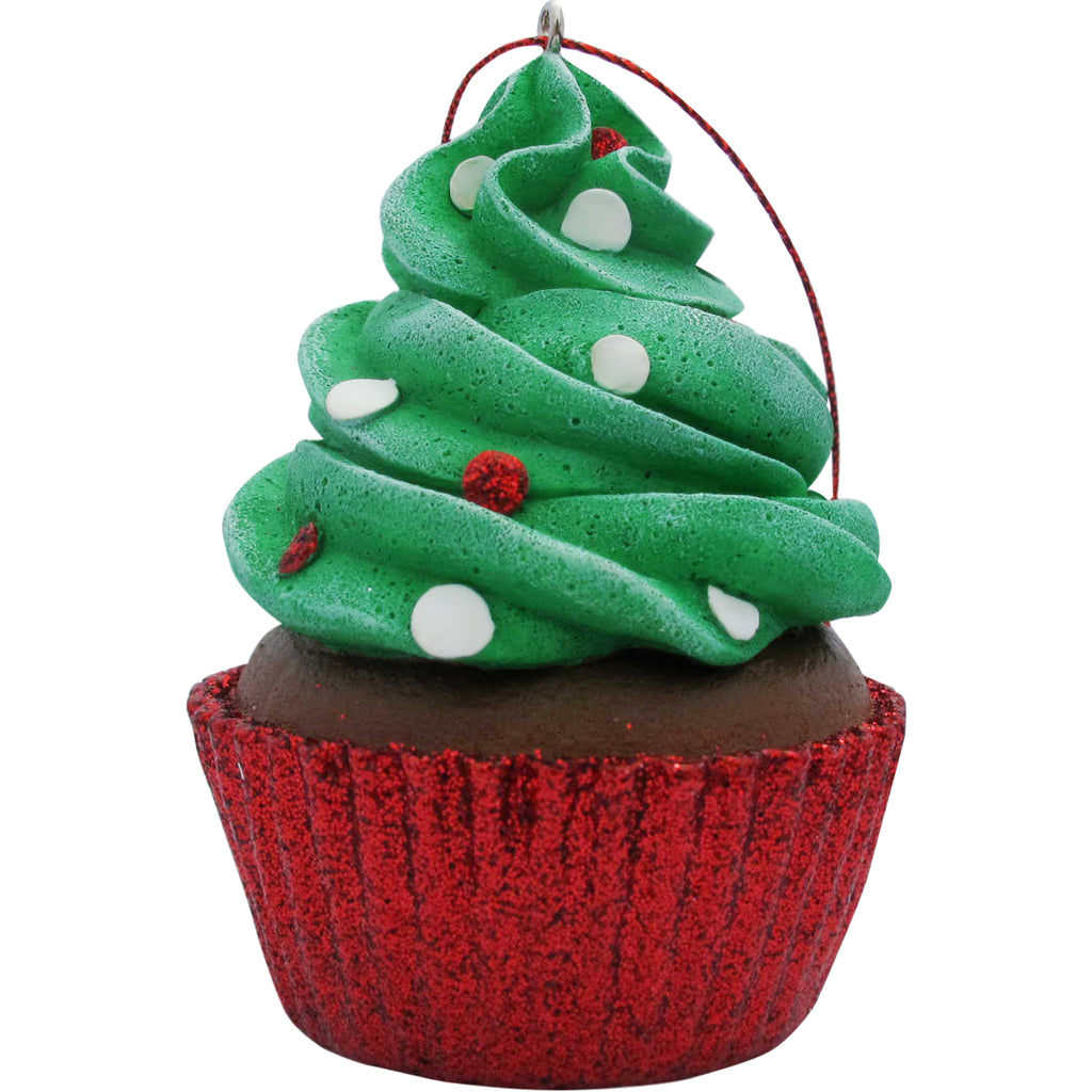 Green Confetti Cupcake Christmas Tree Ornament - Present Paper
